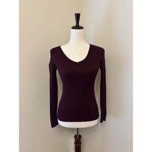 The Slope Vintage 90’s Tight-Fit Longsleeve Knit Maroon V-Neck Size M